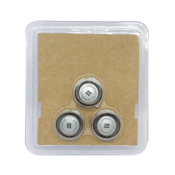 Set 3 lame de schimb pentru aparate de ras electrice, compatibile cu serii 1000, 2000, 3000, din plastic PP si otel inoxidabil