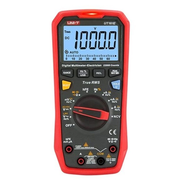 Multimetru digital, indicatie polaritate, CC 10 A, 1000 V DC/AC, detectarea tensiunii fara contact NCV
