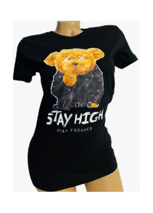 Tricou dama JYL, bumbac organic, negru, mărime S