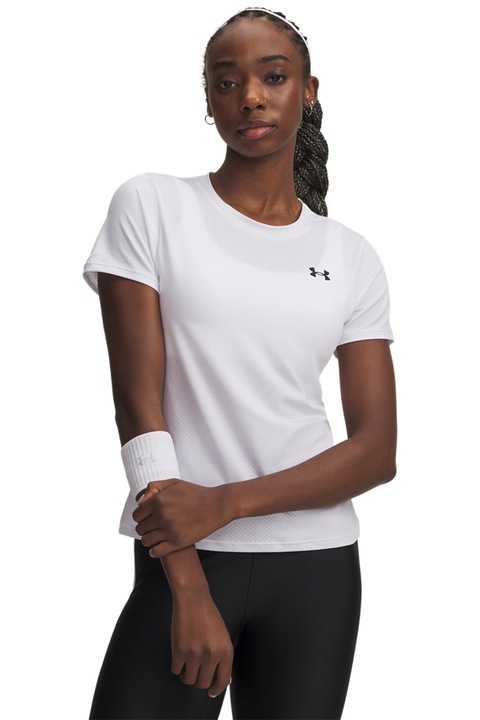 Under Armour, Tricou slim fit din plasa pentru fitness Tech, Alb