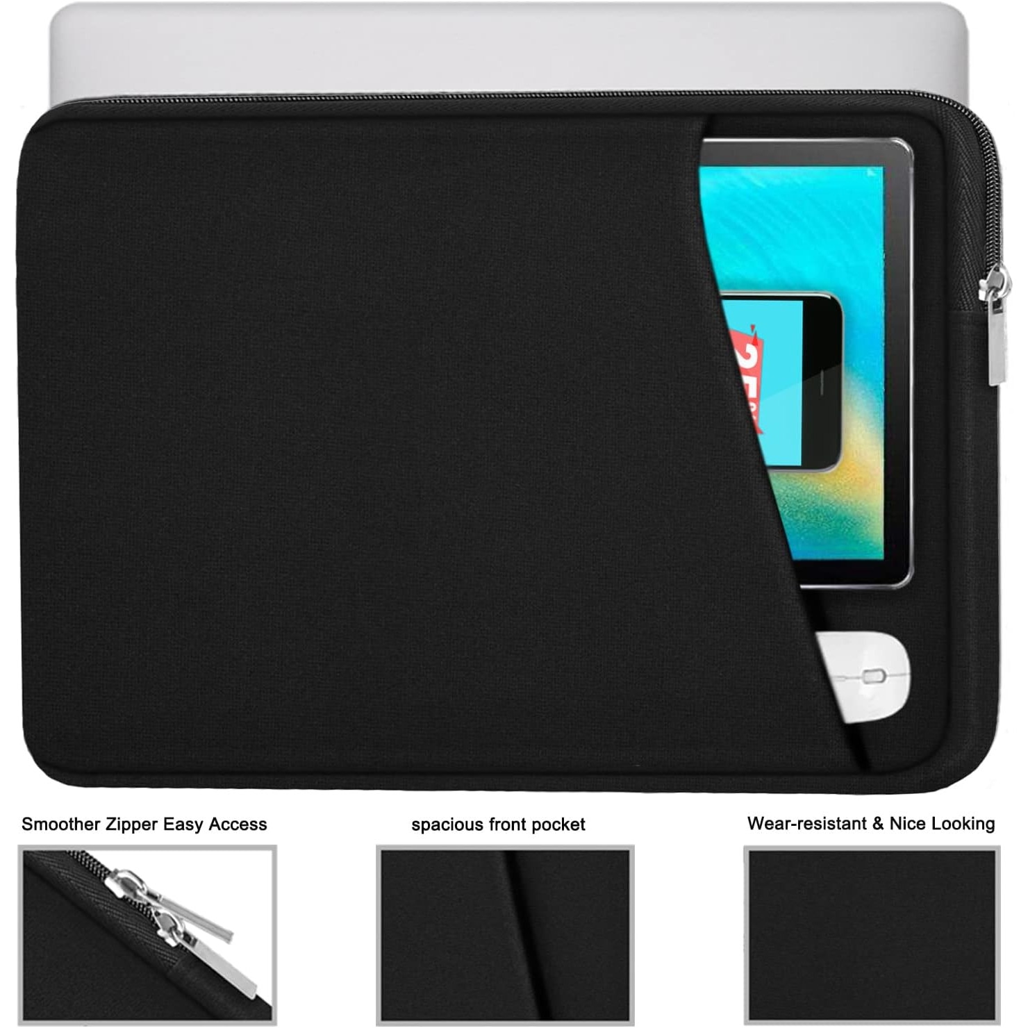 Geanta laptop, 15.6 inch, protectie multi-strat, design elegant, neagra