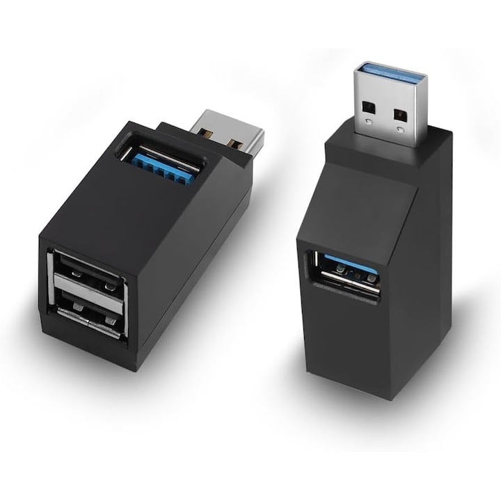 Hordozható USB elosztó, 1 USB 3.0 és 2 USB 2.0, kompakt kialakítás, csuklópánttal