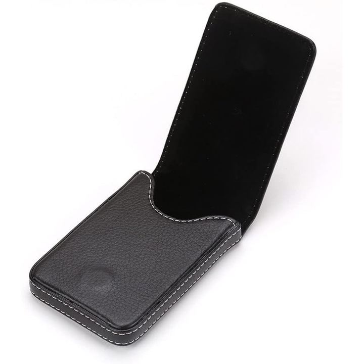 Suport documente din piele sintetica, negru, design elegant, pentru carduri de vizita si carduri de credit