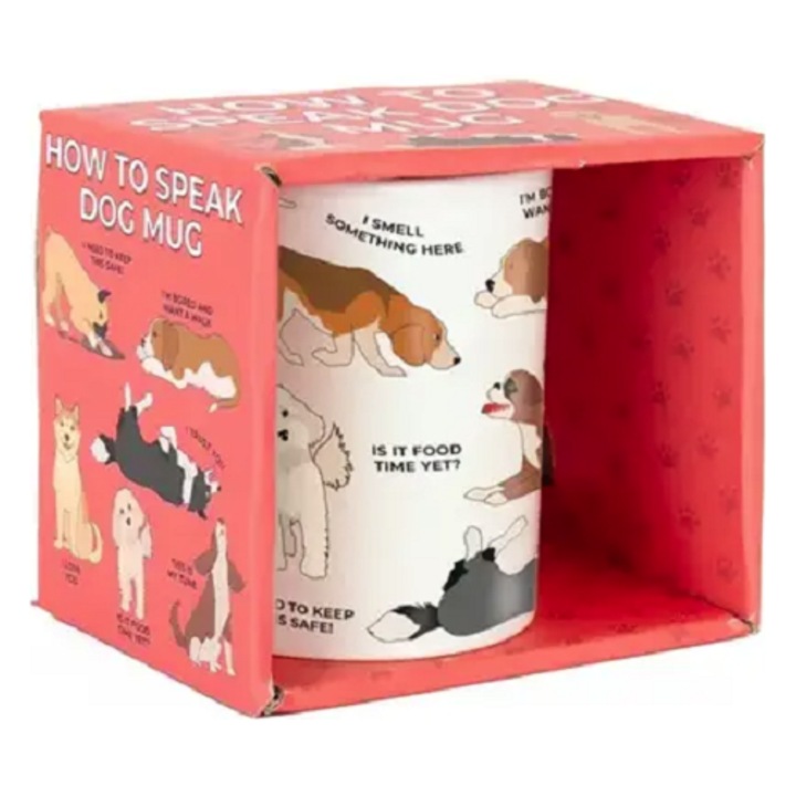 Cana cu mesaj "How To Speak Dog", Gift Republic, ceramica, alb