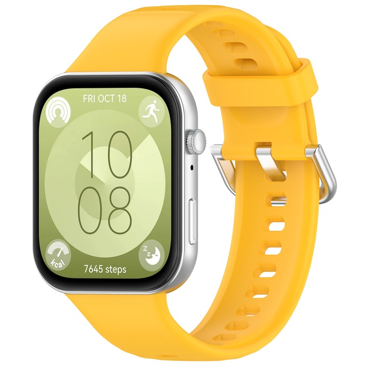 Szilikon szíj Huawei Watch Fit 4 / Fit 4 Pro / Fit 3 okosórához – puha, állítható és vízálló, sárga