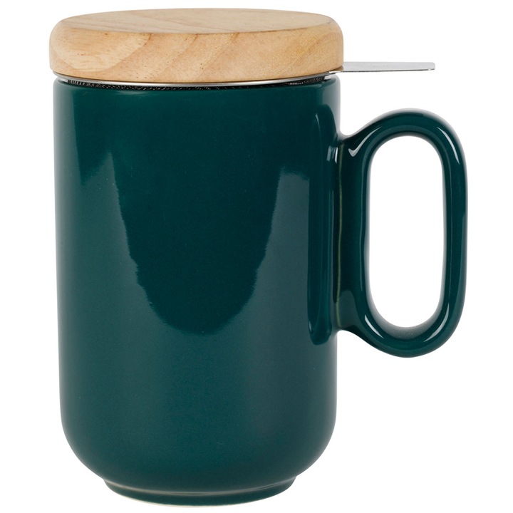 Cana cu sita și capac, Sema Design, ceramica, 450ml, verde