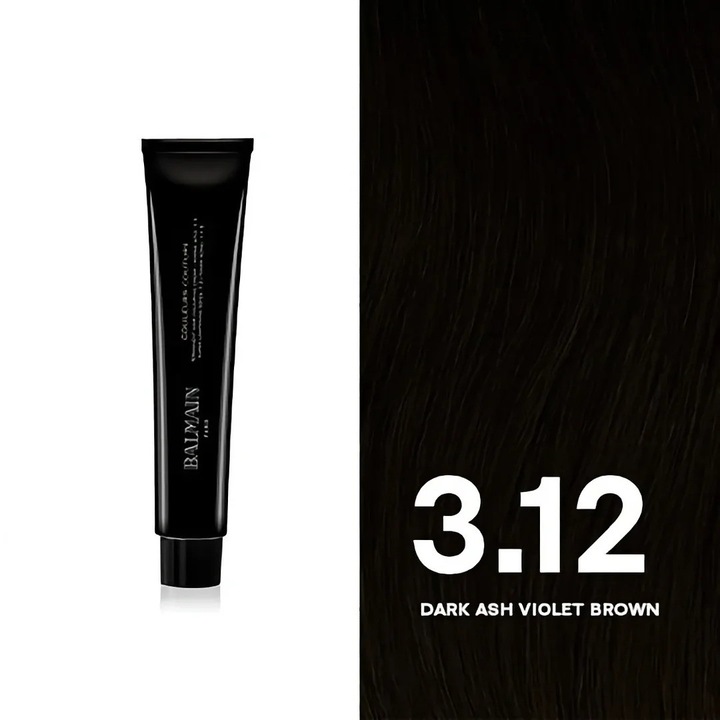 Vopsea de păr, Balmain, Couleurs Couture, 3.12 Dark Ash Violet Brown, 60 ml