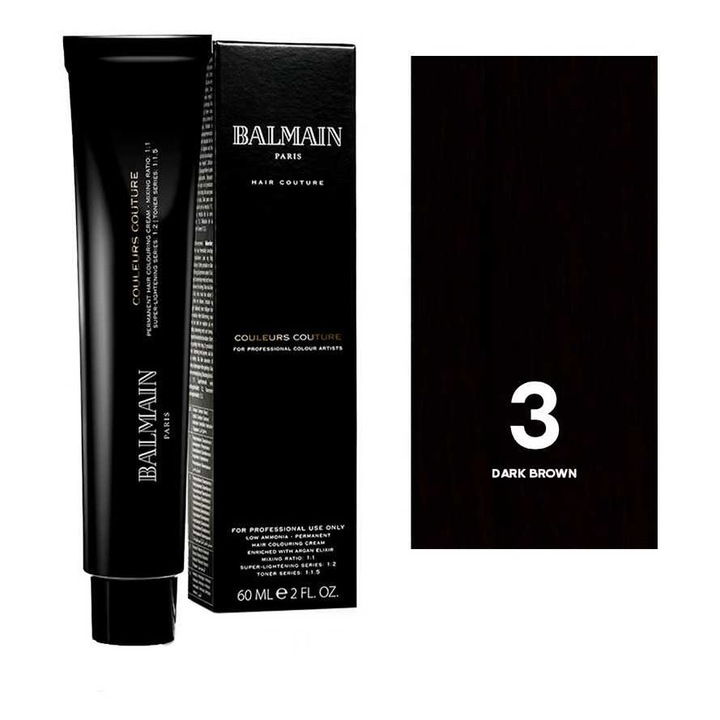 Vopsea de păr, Balmain, Couleurs Couture, 3 Maro închis, 60 ml