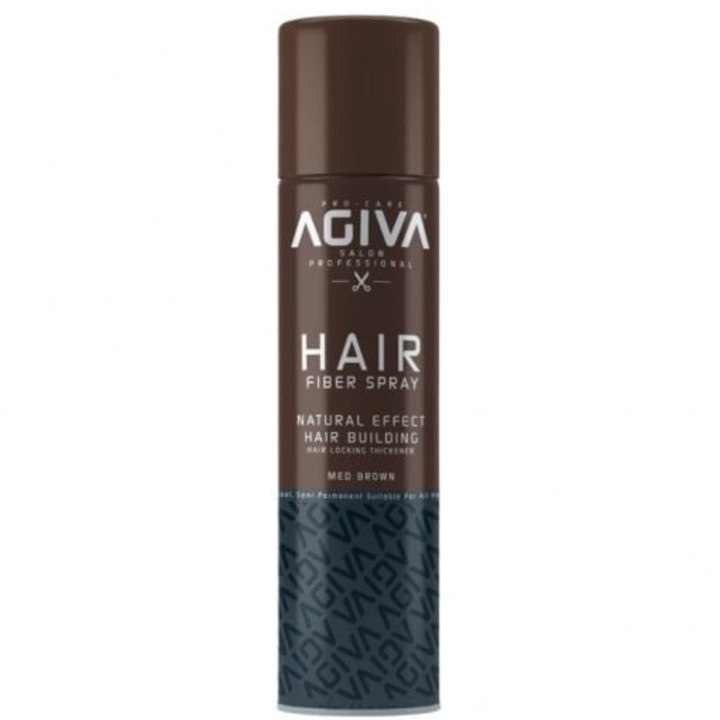 Spray colorant pentru păr Agiva, nuanță Brown, 150 ml, cu fibre de cheratină, volum și densitate