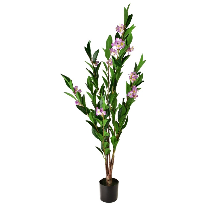 Művirág cserépben, poliészter, Viridis, cserepes virág, 14x14x118 cm, rózsaszín, 1 db