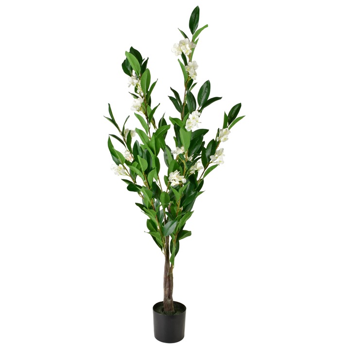 Művirág, műanyag, Viridis, cserepes, 13 x 12 x 117 cm, fehér, 1 darab