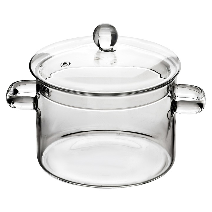 Lábas, boroszilikát üveg, Allesken, Peter, 15 x 21 x 16 centiméter, átlátszó, 1 darab