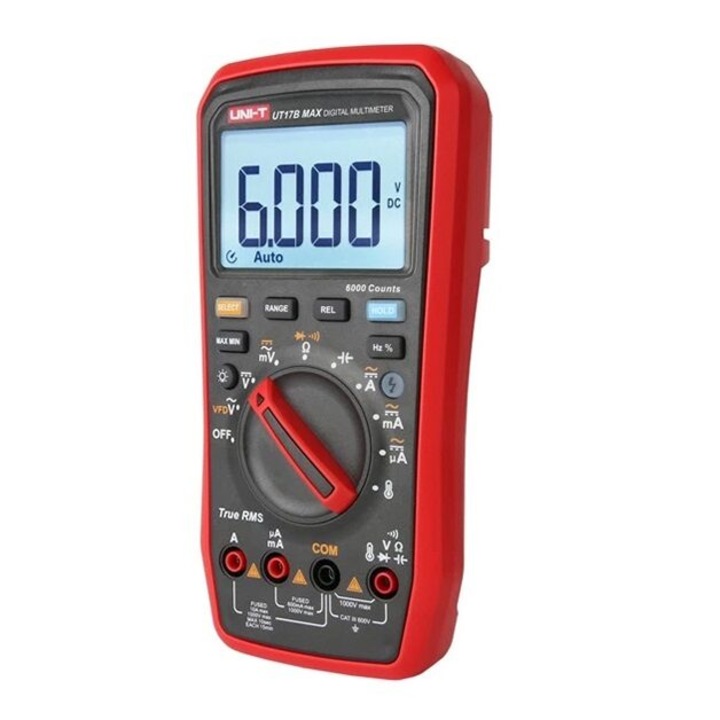 Multimetru digital, 10 A, 1000 V DC/AC, testare diode, iluminare din spate, alarma sonora si vizuala