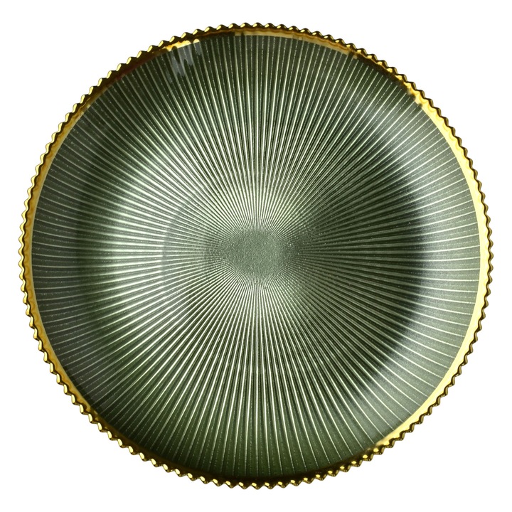 Dekoratív tányér, üveg, Greenie, Greenie, 21 cm, zöld, 1 darab