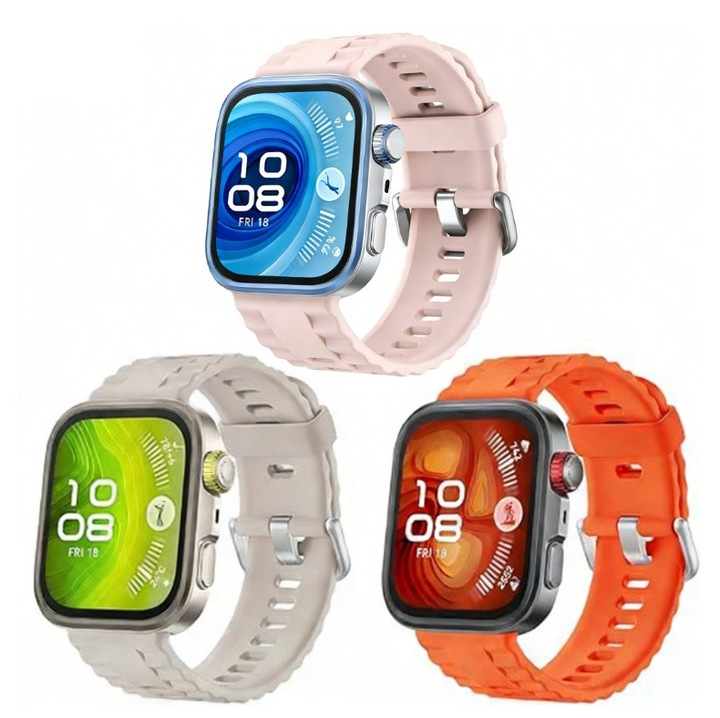3 броя регулируеми силиконови каишки 22 мм за Huawei Watch Fit 3/4/4 ProСъвместима каишка за часовник с Huawei Watch FIT 4 Pro/FIT4/FIT 3 Сменяема силиконова спортна каишка за Huawei Fit3/Fit4 за жени мъже, Многоцветни