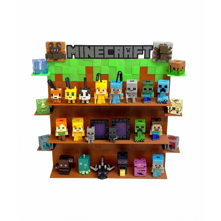 Suport Minecraft Kinder Joy, plastic, capacitate 28 figurine
