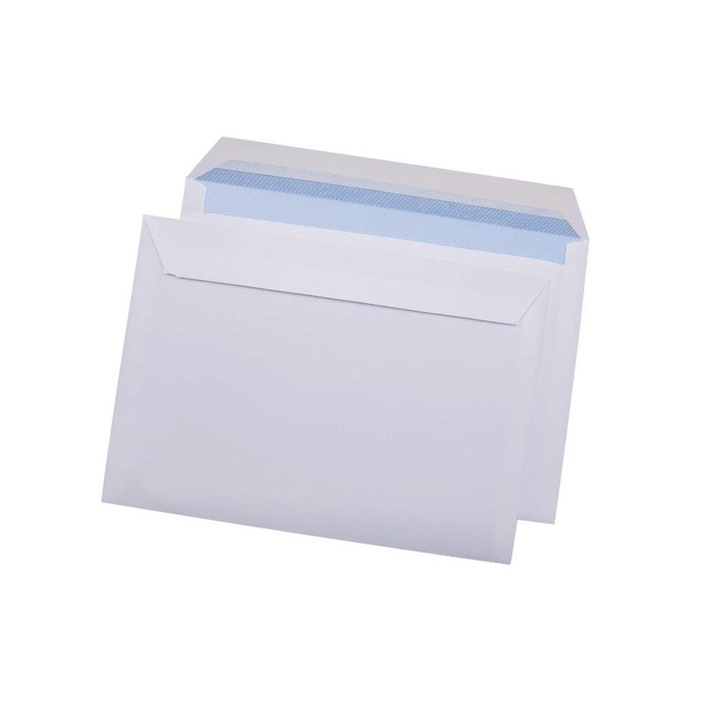 Set 50 plicuri C6 (162x114mm), albe, siliconice, RO-CLIPS