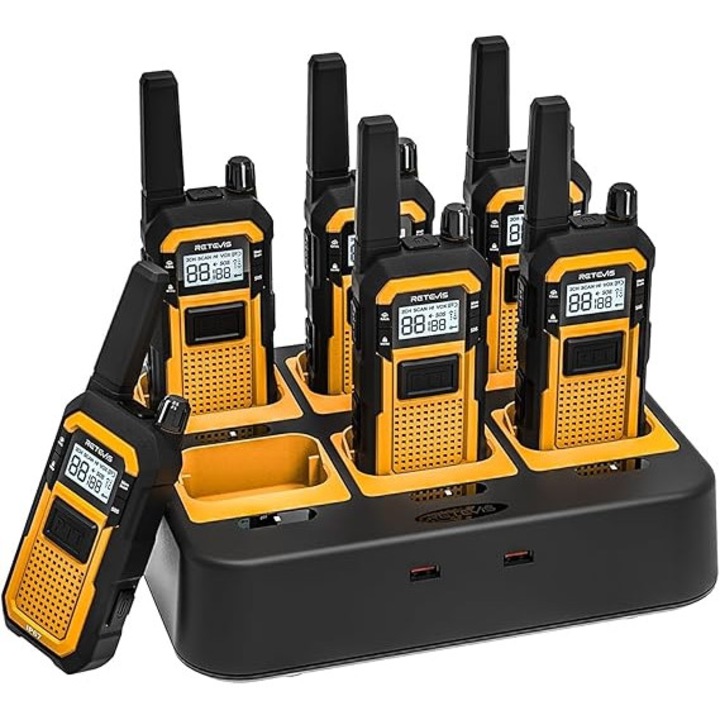 Walkie Talkie Retevis RB648 set de 6, impermeabil, rezistent la praf și șocuri, 2000 mAh