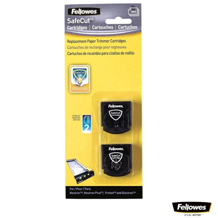 Set 2 cutite rotative drepte pentru ghilotina cu disc, Fellowes, inlocuire lama SafeCut, pentru trimmer rotativ