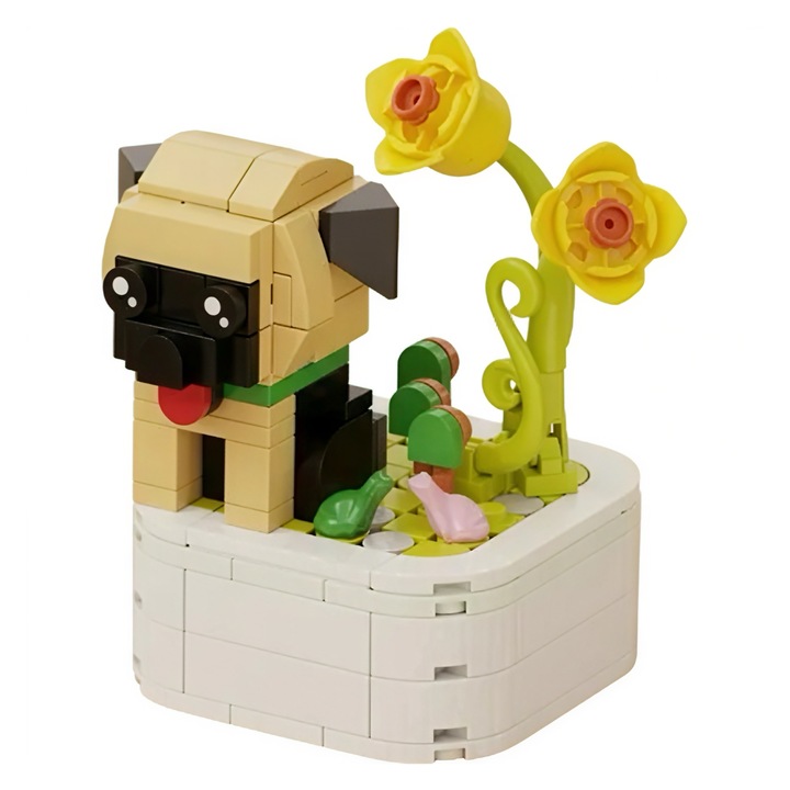 Set Constructie Catel Ciobanesc German, 183 Piese, Dimensiuni 10.2x10x8.5cm, Jucarie Educativa 6+