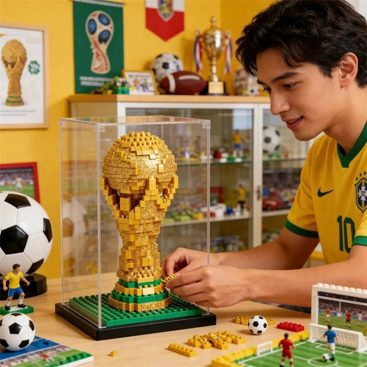 FIFA FIFA World Cup trófea építőkészlet, Chelfonds, 500 darab, arany, 10+ éveseknek ajánlott