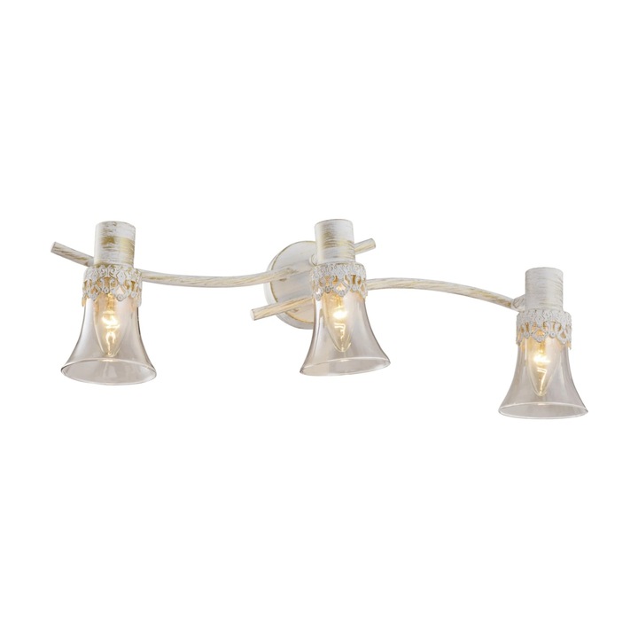 Aplica Valor KL6455, 3xE14, alb antic + fumuriu, metal + sticla, stil vintage, Klausen