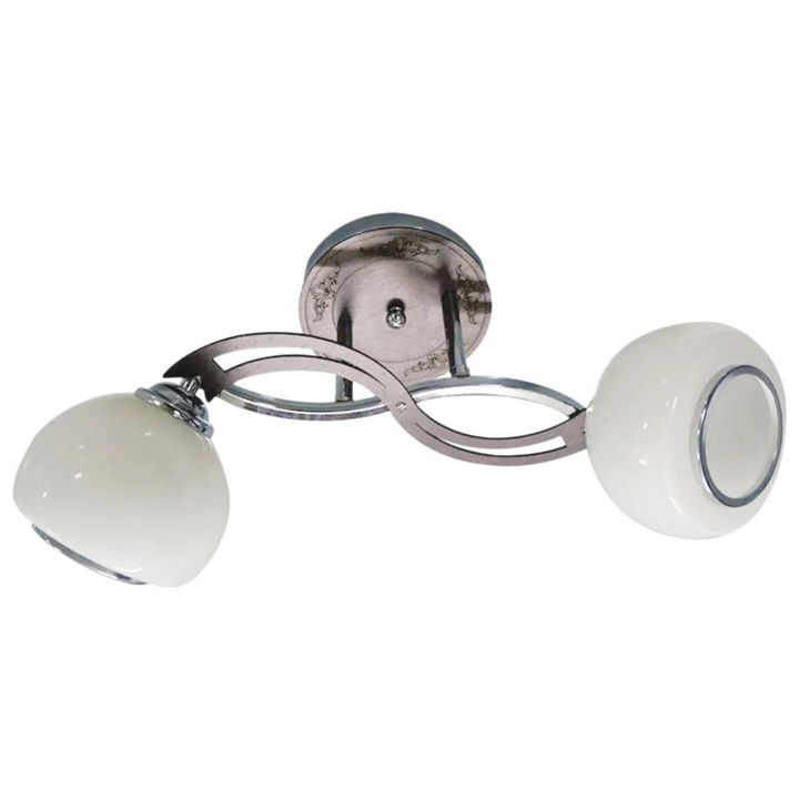 Plafonieră Klausen Polarys, 2xE27, crom + maro + alb, 49x15x23cm