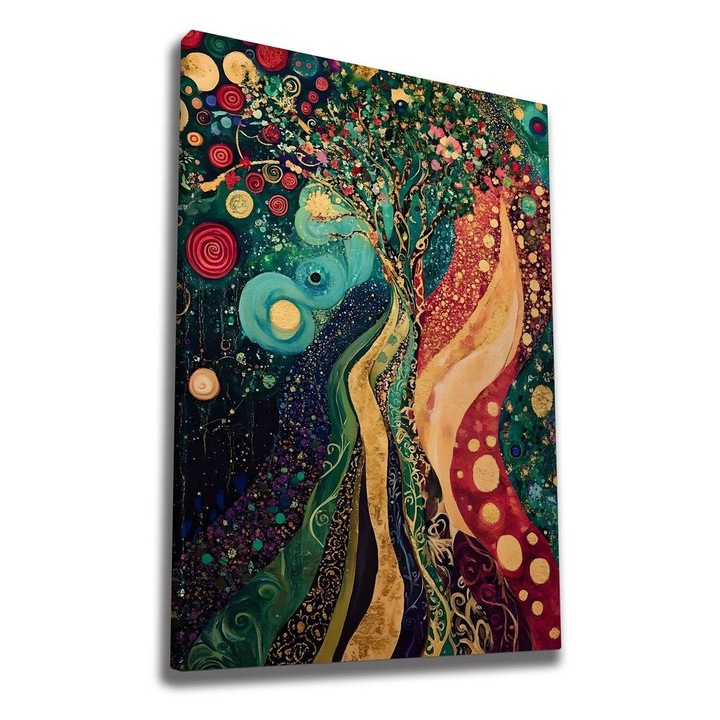 Tablou decorativ Re-Bloom, panza/lemn, multicolor, 50 x 70 cm