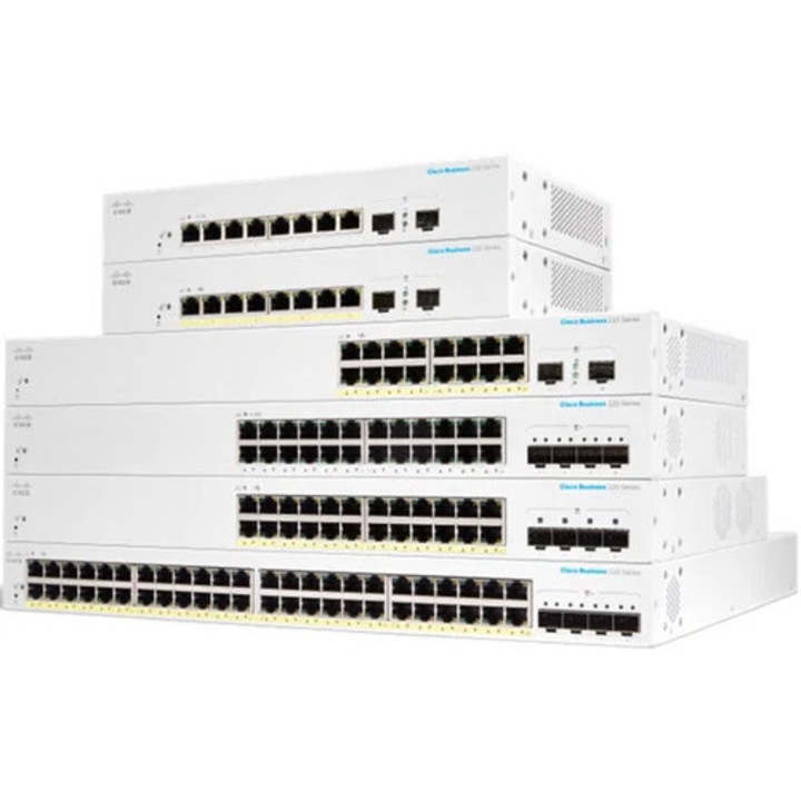 Hub CISCO CBS220 SMART 48 port GE POE, 4x10G SFP+, pentru rețea