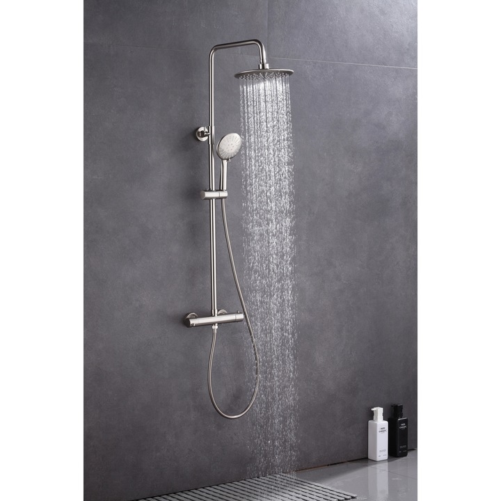 Set de dus Webo EUPHORIA, mixer termostatic, otel inoxidabil, finisaj rezistent la coroziune