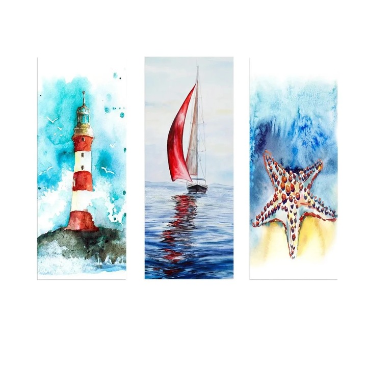 Set tablou decorativ Re-Bloom, 3 piese, MDF, multicolor, 70 x 50 cm