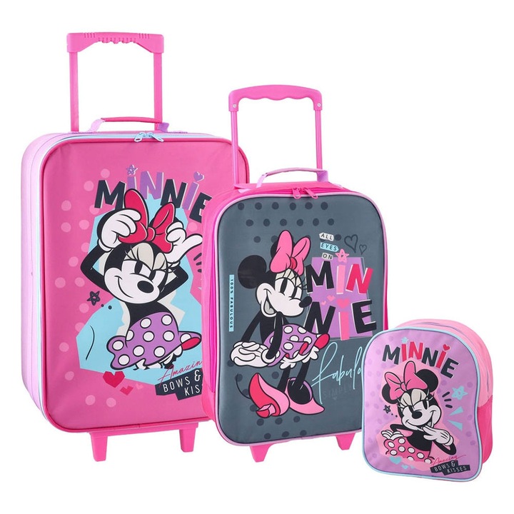 Set două trolere și rucsac Best TB12, Minnie Mouse, poliester