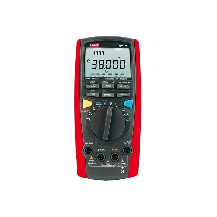 Multimetru digital profesional 10 A, 1000 V DC/AC, testare diode, Interfata RS332, temperatura, frecventa