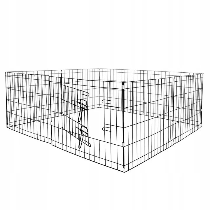 Tarc pentru animale de companie Brius, configurabil octogon/patrat, 8 panouri, pliabil, negru, 120x120x47 cm