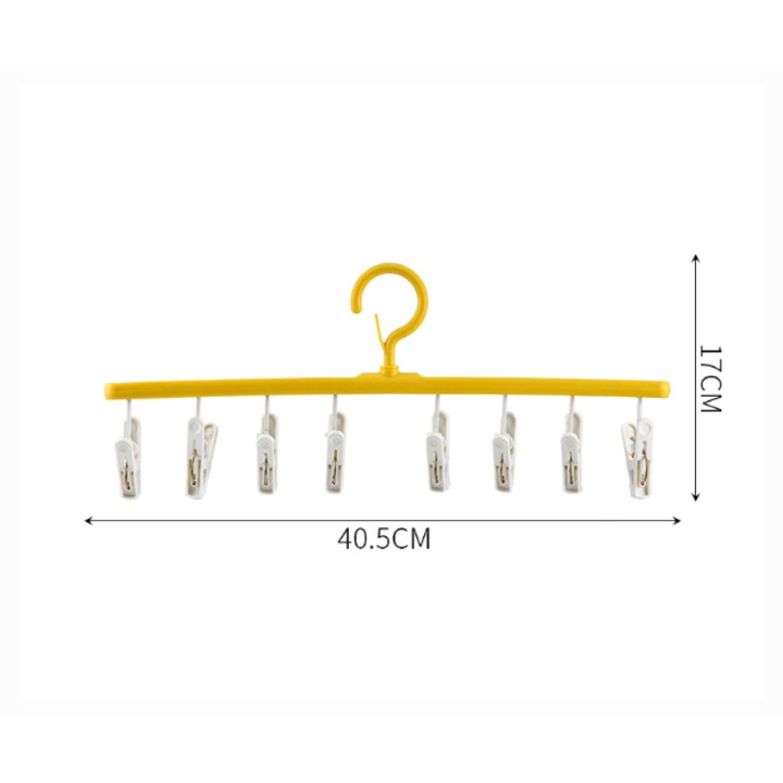 Uscator rufe set 2 buc, galben, cu 8 clipsuri fiecare, pentru sosete si lenjerie