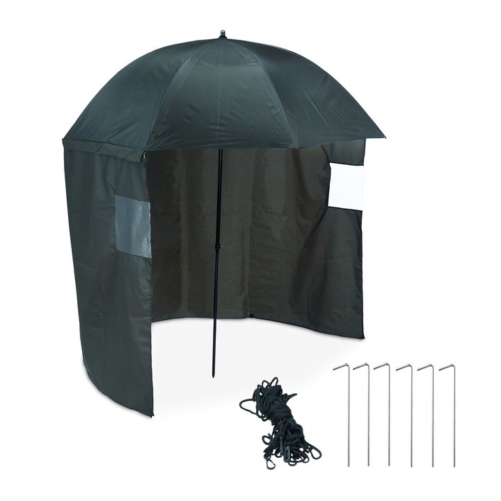 Umbrela de pescuit Northio Brolly Shelter, material Oxford hidrofug, perete lateral detasabil, 129x10cm