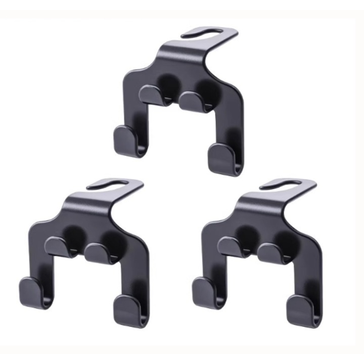 Set 3 suporturi auto pentru spatar, pentru genti, haine, palarii, plastic, design curbat