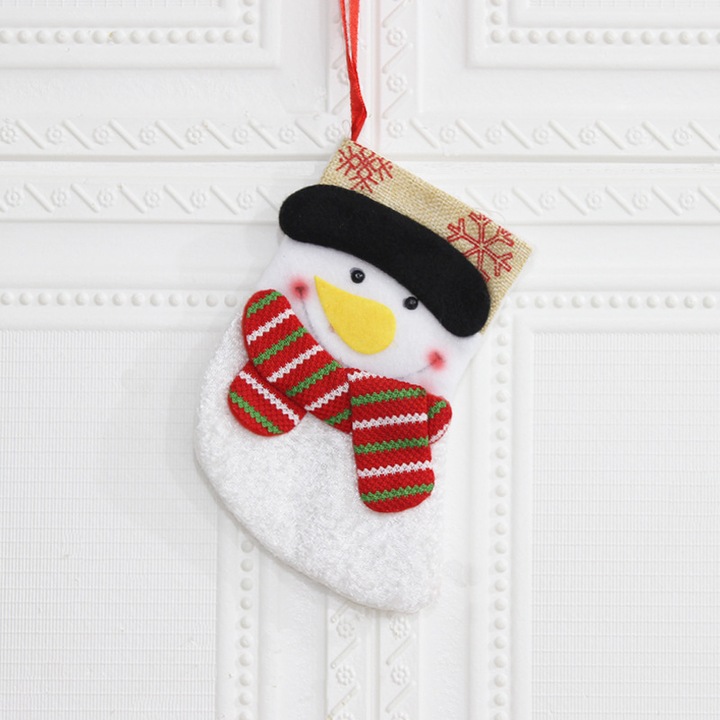 Set 2 ciorapi de Craciun, design Mos Craciun si om de zapada, multicolor, 30x45cm