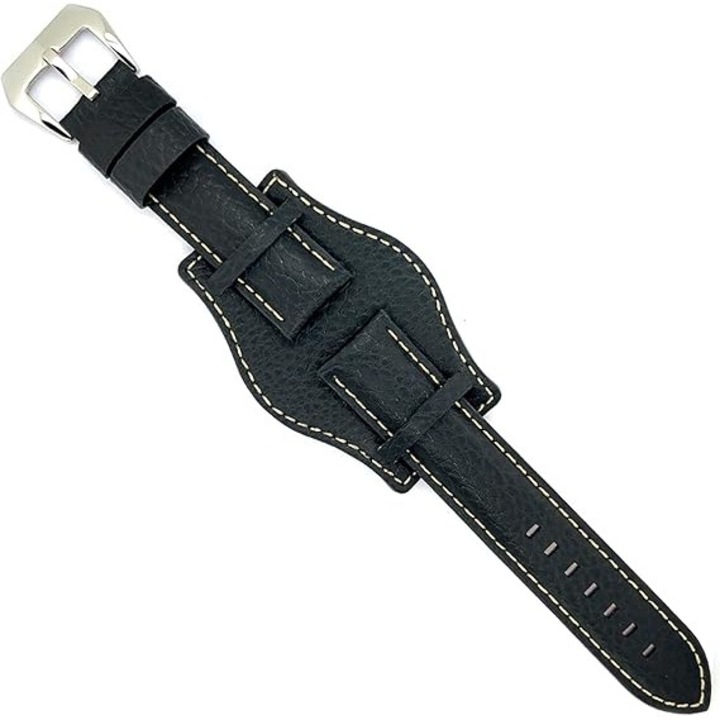 Curea din piele cu imprimeu de bizon, 20mm, pentru ceasuri clasice si moderne, culoare maro