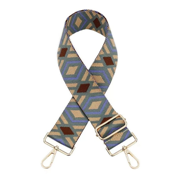 Curea de schimb pentru geanta, reglabila, crossbody, Model M (140 cm*5cm), Multicolor/Verde