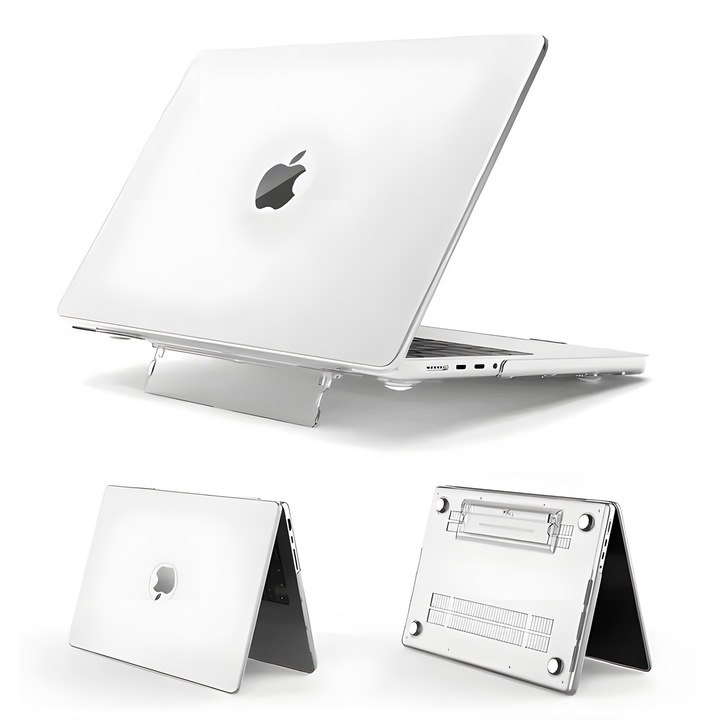 Husa protectie laptop, Yingyun, suport pliabil, compatibila cu Macbook Air 13.6" (A2681/A3113/A3240/A3449), Matte Alb