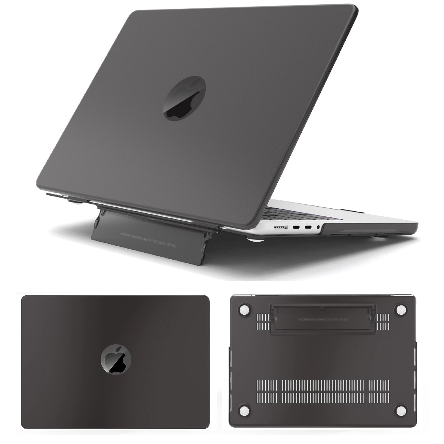 Husă protecție pentru laptop, Yingyun, cu suport, Matte Negru, 13.6 inch