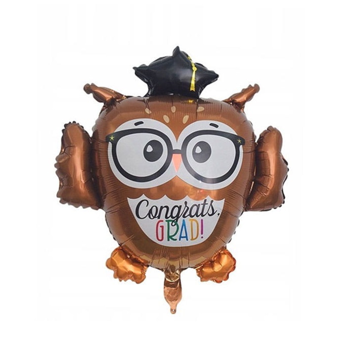 Balon folio 72x72cm Sowa Uczen Student Gratulacje, VIVA PARTY