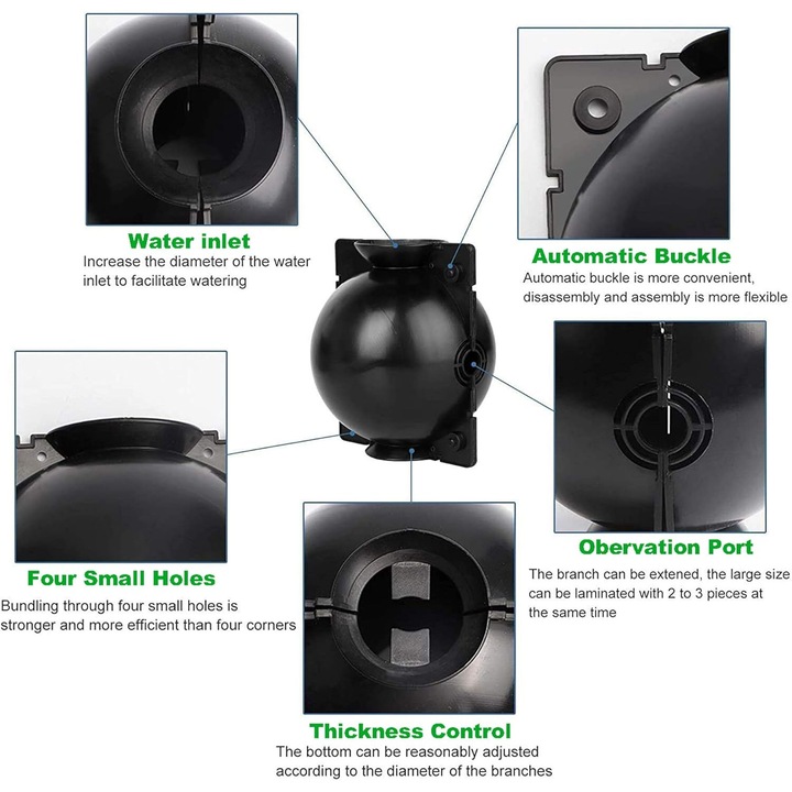 Dispozitiv de înrădăcinare a plantelor, diametru 12cm, plastic, Negru