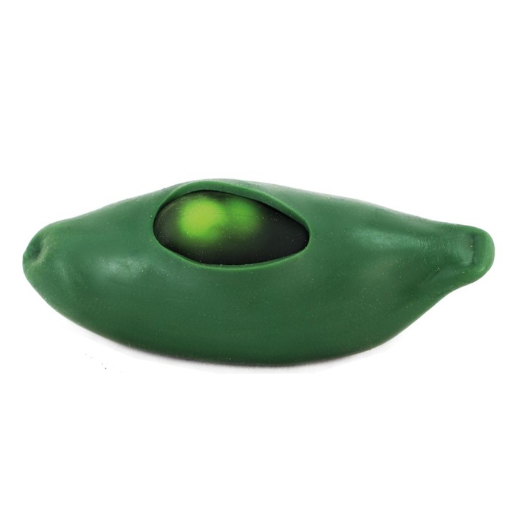 Jucărie senzorială antistres, Keycraft, bob de mazare în pastaie, roșu/maro/mov, 9x7x5cm