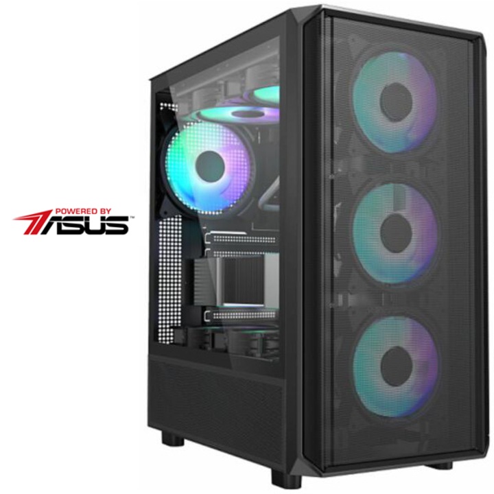 Sistem Desktop PC Gaming Serioux Powered by ASUS cu procesor AMD Ryzen™ 5 8400F pana la 4.7GHz, 16GB DDR5, 1TB SSD, ASUS Dual Radeon™ RX 9060 8GB GDDR6, No OS, Negru