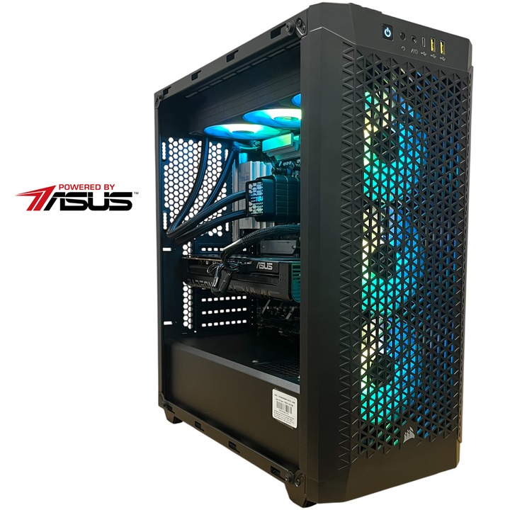 Sistem Desktop PC Gaming Serioux Powered by ASUS cu procesor AMD Ryzen™ 7 9800X3D pana la 5.20GHz, 32GB DDR5, 1TB SSD, ASUS PRIME AMD Radeon™ RX 9070 XT OC 16GB GDDR6, No OS, Negru