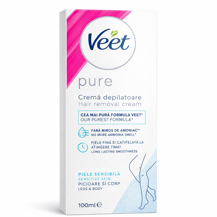 Crema depilatoare Veet Pure pentru piele sensibila, 100 ml
