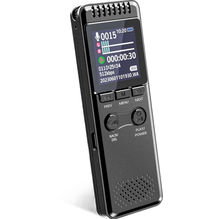 Reportofon digital CE Contact Electric, 64GB, ecran 1.44 inch, USB-C, carcasa aluminiu, set complet