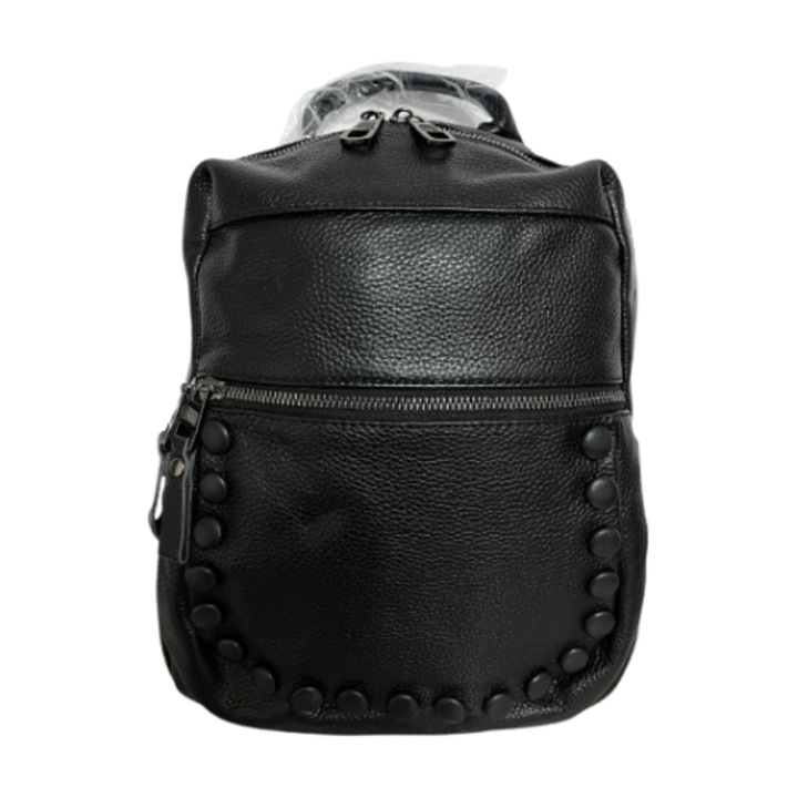 Rucsac piele naturală 4BAGS, negru, 260x320x120mm, compartiment cu fermoar, pentru femei